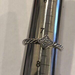 Cable Collectibles® Venetian Quatrefoil Ring in SSilver w/Pavé Diamonds Size 7.5